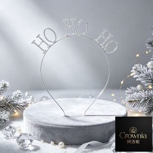 Diadema Navideña Crownia para Mujer, con Letras <span class=keywords><strong>HOHOHO</strong></span> en Rojo y Verde, Adornos de Diamantes de Imitación, Material de Aleación, Adorable para las Fiestas - Product Image 2