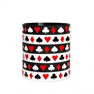 Bracelet de sport en silicone style poker avec motif de jeu de cartes de danse de rue, bracelet en caoutchouc rempli d'encre pour promotions - Product Image 1