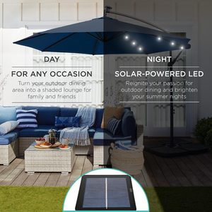 <span class=keywords><strong>Parasol</strong></span> lumineux à 32 <span class=keywords><strong>LED</strong></span> avec système d'inclinaison à manivelle, protection solaire UV, <span class=keywords><strong>parasol</strong></span> de terrasse solaire <span class=keywords><strong>pour</strong></span> véranda, jardin, piscine, hôtel - Product Image 3