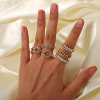 Bague Vintage en Laiton pour Femme, Plaqué Or 14k 18k, Zircon Cubique, Bague Ouverte en Cuivre, Ensemble de Bagues Empilables pour Mariage, Joyas De Bronce