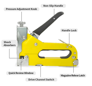 Meilleure vente 3-en-1 agrafeuse de tapisserie d'ameublement en acier industriel bricolage tapis pistolet à clous manuel robuste pneumatique agrafeuse puissance de la batterie - Product Image 4
