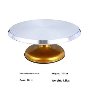 แท่นหมุนเค้กโลหะคุณภาพสูงสำหรับเชฟมืออาชีพ พร้อมลูกปืนหมุนลื่นและชุดอุปกรณ์ปาดครีม - Product Image 1