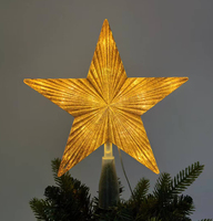 24 cm Kunststoff-Glitzer-Fünfzackiger Stern Christbaumspitze, Bruchsichere Weihnachtsbaum-Sterndekoration für die Feiertage