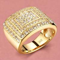 Nouvelle bague en acier inoxydable à quatre couches pour hommes, bague hip-hop avec diamants