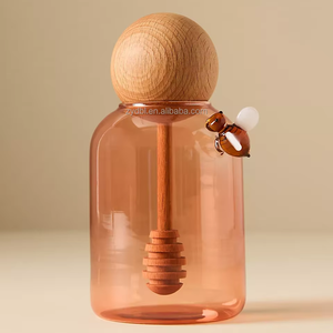 Pot à miel en verre borosilicate 3D moderne personnalisable avec couvercle, plusieurs couleurs, pour la cuisine ou comme cadeau - Product Image 1