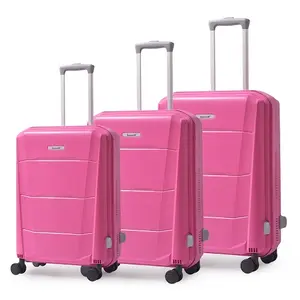 fashion lightweight PP hardshell luggage with spinner wheels travel bags 3 PCS luggage sets high quality suitcases supplier