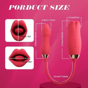 Vibratore a Forma di Labbra Rosse Fiammeggianti con Apertura e Chiusura, 10 Modalità di Bacio, <span class=keywords><strong>Dildo</strong></span> Vibrante con Lingua Succhiante, Giocattoli per Sesso Orale - Product Image 5