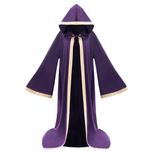 Capa de Mago con Capucha Multicolor, Borde de Terciopelo Dorado, Capa Medieval Gótica con Capucha, Disfraz de Halloween de <span class=keywords><strong>Anime</strong></span>, Dios de la Muerte, Wicca, Ritual - Product Image 6