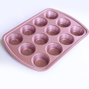 Molde para muffins, utensilio para hornear antiadherente redondo de 12 tazas, para moldes de pastel, forma rectangular, apto para lavavajillas - Product Image 1