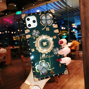 Glitter Rhinestone şanslı yaprak yonca <span class=keywords><strong>iPhone</strong></span> için kılıf 16 <span class=keywords><strong>Pro</strong></span> <span class=keywords><strong>Max</strong></span> 15 14 13 12 <span class=keywords><strong>11</strong></span> XR XS X 8 7 6 artı yüzük standı Funda - Product Image 6