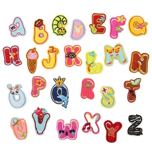 cute design iron on embroidered felt animal letter patch appliques for garment bag shoes