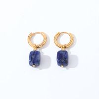 Boucles d'oreilles pendantes en pierre naturelle géométrique, nouveau style, accessoire tendance, design simple et unique, vente en gros