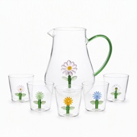 Ensemble de tasses en verre borosilicate soufflé à la main Lefu avec fleurs en trois dimensions, passe au micro-ondes et au lave-vaisselle, idéal pour les cadeaux