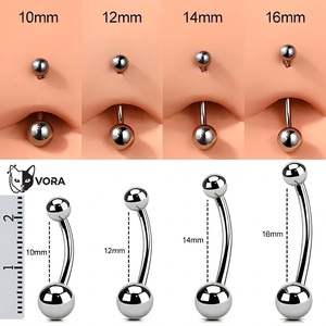 G23 ASTM F136 Titan Bauchnabelringe mit Innengewinde, Nabelpiercing-Schmuck, 14G CZ Gebogene Barbell Bauchnabelringe Großhandel - Product Image 2