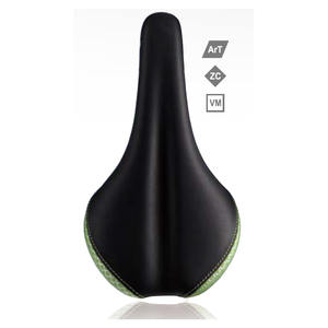 Velo-sillín largo de fibra de carbono/nailon con engranaje fijo para bicicleta, asiento trasero de inyección con cuero negro/verde, Popular, 2022 - Product Image 1