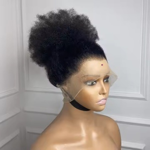 Perruque pour femmes en dentelle <span class=keywords><strong>afro</strong></span> bouclée crépue 360 Full HD, noire, pré-épilée, cheveux 4C, ligne de cheveux naturelle, sans colle, style frontal <span class=keywords><strong>afro</strong></span> droit - Product Image 2