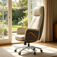 Chaise de bureau exécutive ergonomique pivotante réglable en cuir PU à dossier haut, confortable et moderne