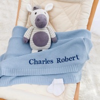 Couverture pour bébé en tricot personnalisé avec nom, en coton de bambou biologique 100%, pour garçons et filles