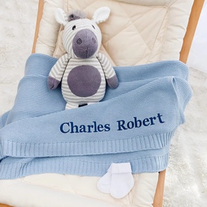 Couverture pour bébé en tricot <span class=keywords><strong>personnalisé</strong></span> avec nom, en coton de bambou biologique 100%, pour garçons et filles - Product Image 3