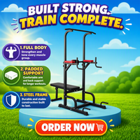 Tour de musculation réglable en acier Gymbopro avec banc, station multifonction pour tractions et dips, pour usage domestique