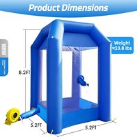 Cabine gonflable Cash Cube avec 2 souffleurs, machine à attraper l'argent, pour publicité commerciale et promotion d'événements, gonflage rapide (Bleu)