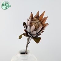 Bunga Protea Raja Besar Buatan 70cm, Tangkai Tunggal, Berlapis Flock, Gaya Retro Mewah untuk Dekorasi Rumah, Hotel, Pernikahan, Dalam & Luar Ruangan