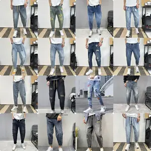 2023 jeans pour hommes européens déchirés patch broderie étoile à cinq branches stretch pantalon à jambes minces