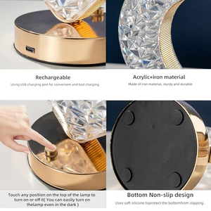 Lampe de table LED sans fil rechargeable en cristal, lampe de restaurant sans fil, lampe de table, décoration d'intérieur, lumière de nuit portable nordique - Product Image 3