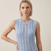 Robe midi élégante en maille torsadée texturée sans manches pour femme, en viscose et nylon, pour l'été