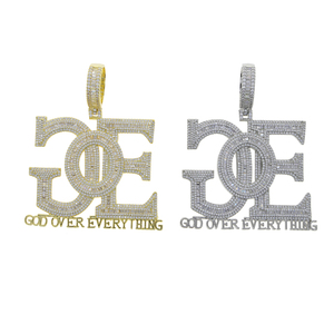 18k镀金嘻哈冰人珠宝个性字母设计冰出金光大神在一切吊坠项链 - Product Image 2