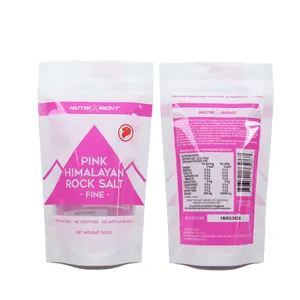 Wholesale Custom Printing 500g Himalayan Rock Salt Packaging With Clear Window Pouch Plastic Mylar Bags