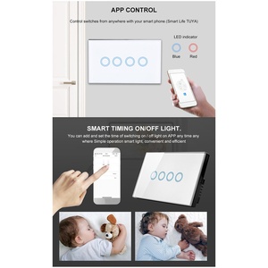 กราฟฟิตีสมาร์ทสวิตช์ WiFi/Zigbee 2.4GHz Touch Zero Single Fire/Zero Firewire Google Assistant <span class=keywords><strong>Alexa</strong></span> สำหรับ Apple HomeKit IP20 10A - Product Image 2