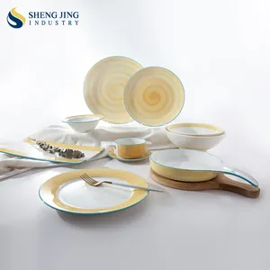 Shengjing Fashion Fresh Colorful Glaze Porcelain Dinner Plate Set Supplier Ceramic Dinnerware