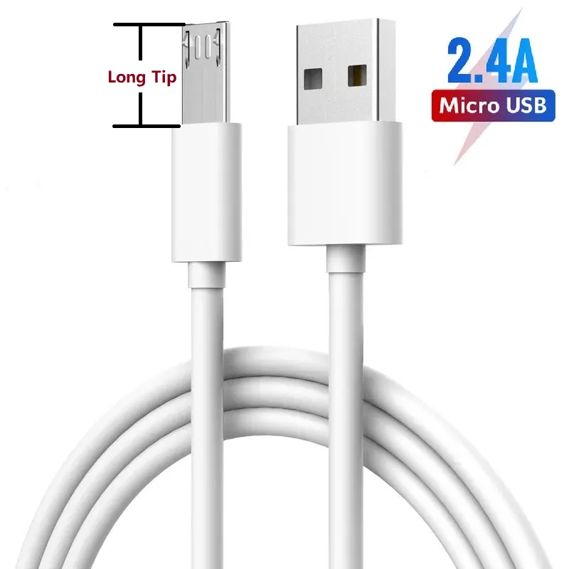 Kabel Pengisi Daya USB Mikro, Kabel Pengisi Daya Ujung Panjang 8Mm 9Mm 10Mm USB V8 Ke USB 2.0 Bisa Disesuaikan