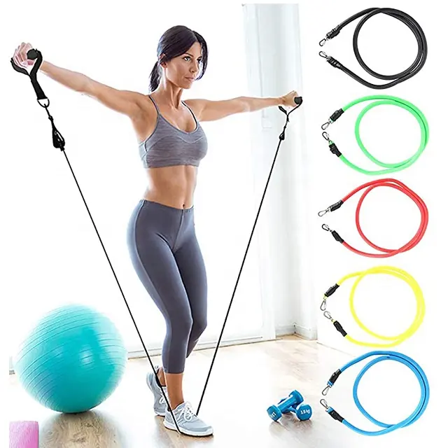تجريب 11 قطعة حبل ممارسة قوة العضلات اللياقة البدنية اليوغا بيلاتس الرياضة المنزل صالة الألعاب الرياضية