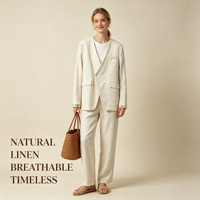 Blazer sur mesure pour femme en lin et mélange lin-coton, coupe décontractée, un bouton, veste de costume, fabrication en gros, marque privée