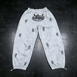 Pantalon de survêtement délavé personnalisé pour homme, coupe ample, taille élastique, 100 % coton, style décontracté automne, effet vieilli - Product Image 1