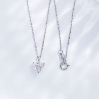 Collana con Pendente in Platino Pt950 con Diamante Coltivato in Laboratorio Taglio a Cuore, Minimalista, Delicata, con Catenina Sottile, per Donna, con Charms a Diamante