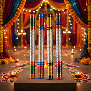 JR MS INDUSTRIES Palos de Madera Coloridos para Baile Dandiya y Entrenamiento de Agilidad en Navratri (Empaquetados) - Product Image 1