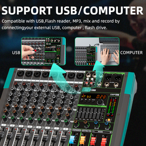 New Arrival PA8 USB Music <b>Console</b> 8 Channel Professional Audio Mixer for Performances Recording Broadcasts - Product Image 3