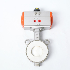 Yoshitaka Pneumatic Wafer Butterfly Valve Dn35 2 1 2 Inch PTFE Lined Soft <b>Seal</b> Adjust For Slag Discharge - Product Image 1