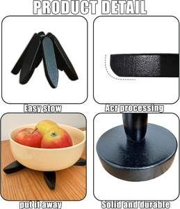 Sous-plats en bois pour plats chauds, ensemble <span class=keywords><strong>de</strong></span> sous-plats en forme d'arbre, 4 sous-plats en noyer + 1 support <span class=keywords><strong>de</strong></span> rangement, sous-<span class=keywords><strong>plat</strong></span> <span class=keywords><strong>de</strong></span> cuisine pliable en bois - Product Image 3