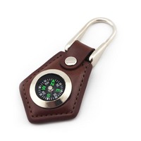 Boussole de survie, boussole porte-clés, mini boussole portable Mini boussole porte-clés en cuir pour l'extérieur