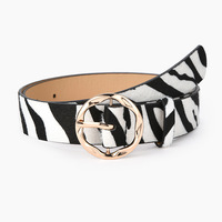 Boucle ronde femmes ceinture léopard serpent zèbre vache motif impression ceintures pour dames femme PU cuir taille ceinture jean pantalon sangle