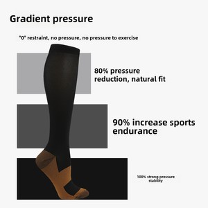 Pour <span class=keywords><strong>Amazon</strong></span> cuivre ion <span class=keywords><strong>Compression</strong></span> tricoté chaussettes couleur unie équipage haute élastique en plein air cyclisme Long Tube sport pression chaussettes - Product Image 4
