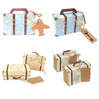 Mini valise de voyage, boîte à bonbons, boîte à dragées en papier kraft, emballage cadeau, décoration de fête de mariage ou d'anniversaire, boîtes en papier