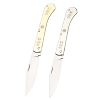 Couteau pliant de poche en acier 8Cr15MoV de haute qualité, manche en laiton, couteau de poche portable pour le camping en plein air, outil multifonctionnel EDC