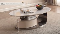 Italienischer Luxus Moderner TV-Schrank Couch tisch Kreative Rock Board Ovale Kombination für Wohnzimmer Einfache Home Wood Panel Style