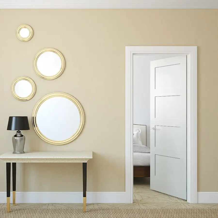 Panneau de chambre à coucher d'hôtel 30*80 4 Portes intérieures apprêtées blanches Portes intérieures en bois MDF Portes moulées Porte intérieure en dalle