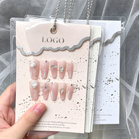 Custom Logo Eco-Friendly Recycled Materials Nail Display Card Speckle Printing Silver Foil Border Thick Rigid Paperboard for
